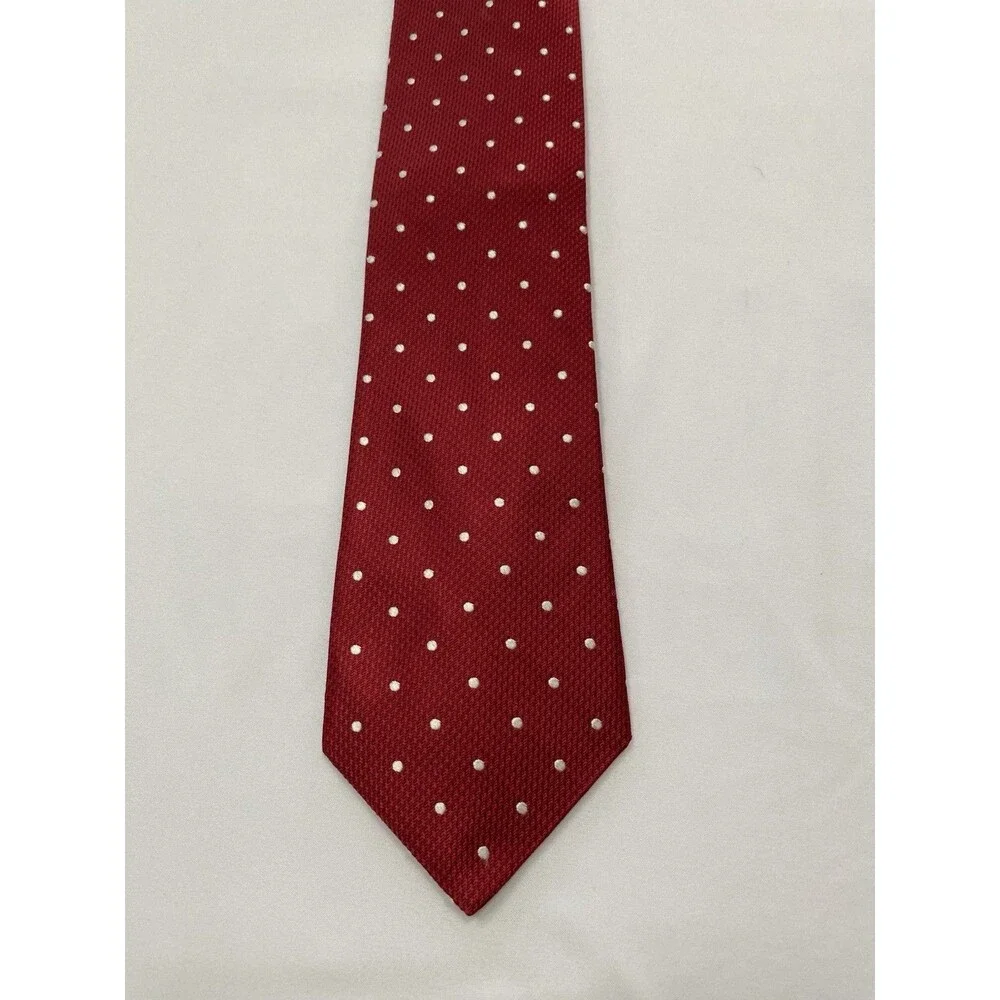 Daniel Cremieux Silk Polka Dot Tie Burgundy Red White Handmade Luxury Necktie